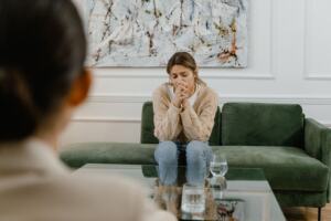 Woman seeking therapy support for infertility
